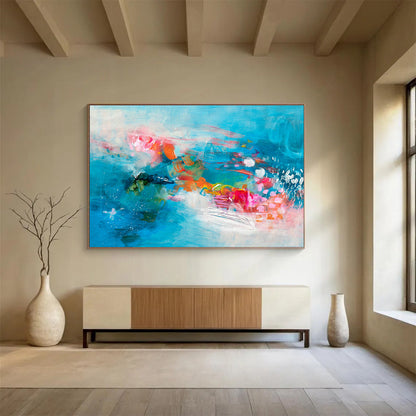 Blue - Pink Artistic Abstract Art for Cozy Reading Nooks DLZ2416