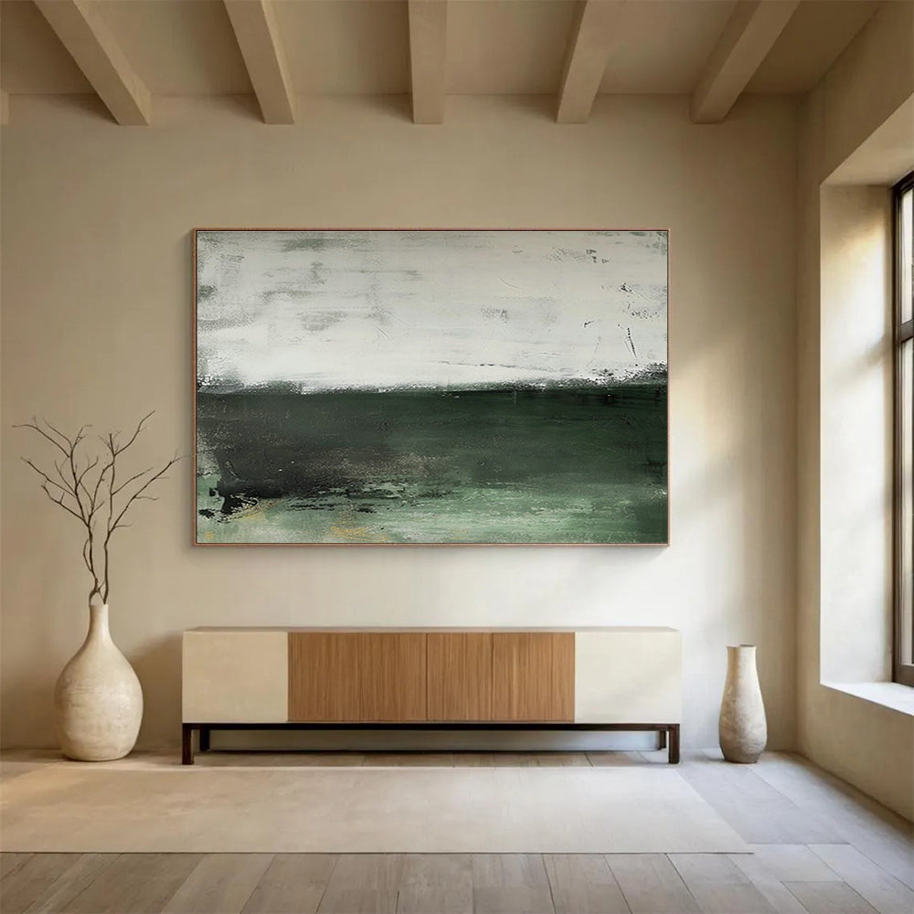 Gray - Green Minimalist Abstract Art for Scandinavian - Style Dining Areas DLZ2648