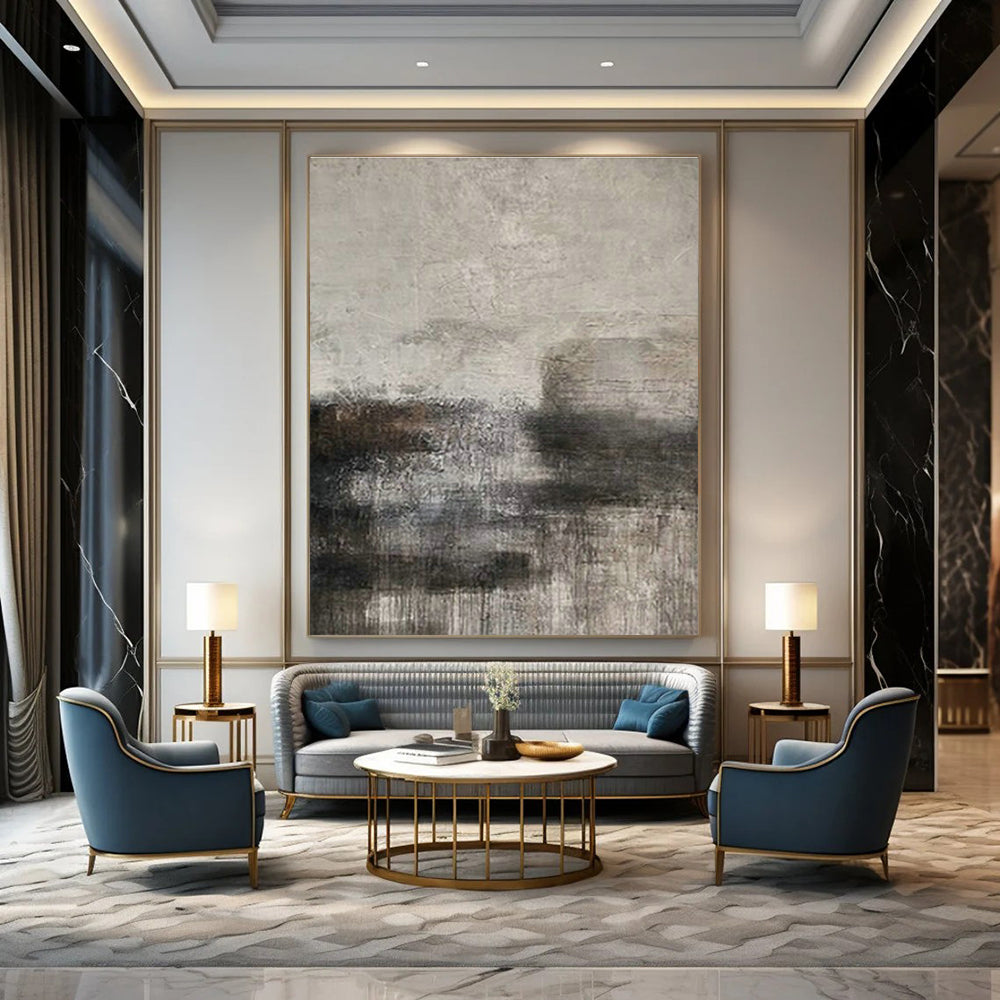Gray - White - Brown Textured Art for Minimalist Office & Art - Centric Library DLZ1879