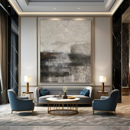 Gray - White - Brown Textured Art for Minimalist Office & Art - Centric Library DLZ1879