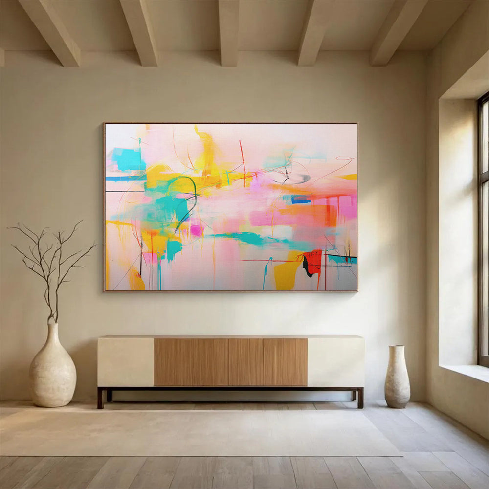 Pink - Colored Line Abstract Art for Cozy Reading Nook DLZ2884