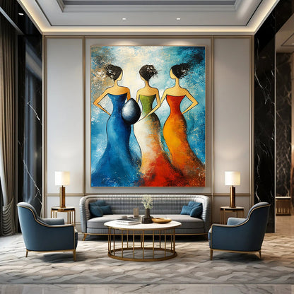 Three Women Art for Ethnic - Themed Boutique & Vibrant Home Dining Room STSC1444