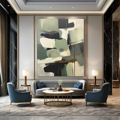 Gray - Green Geometric Abstract Art for Scandinavian - Style Home & Contemporary Art Studio DLZ1628