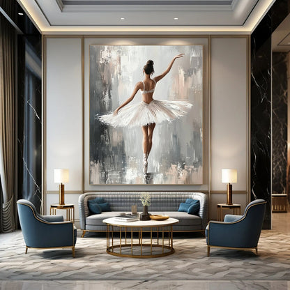 Ballerina in White Tutu Art for Dance Studio & Elegant Bedroom STSC1380