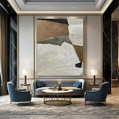 Brown - White Collage Abstract Art for Rustic Home & Art Gallery DLZ1147