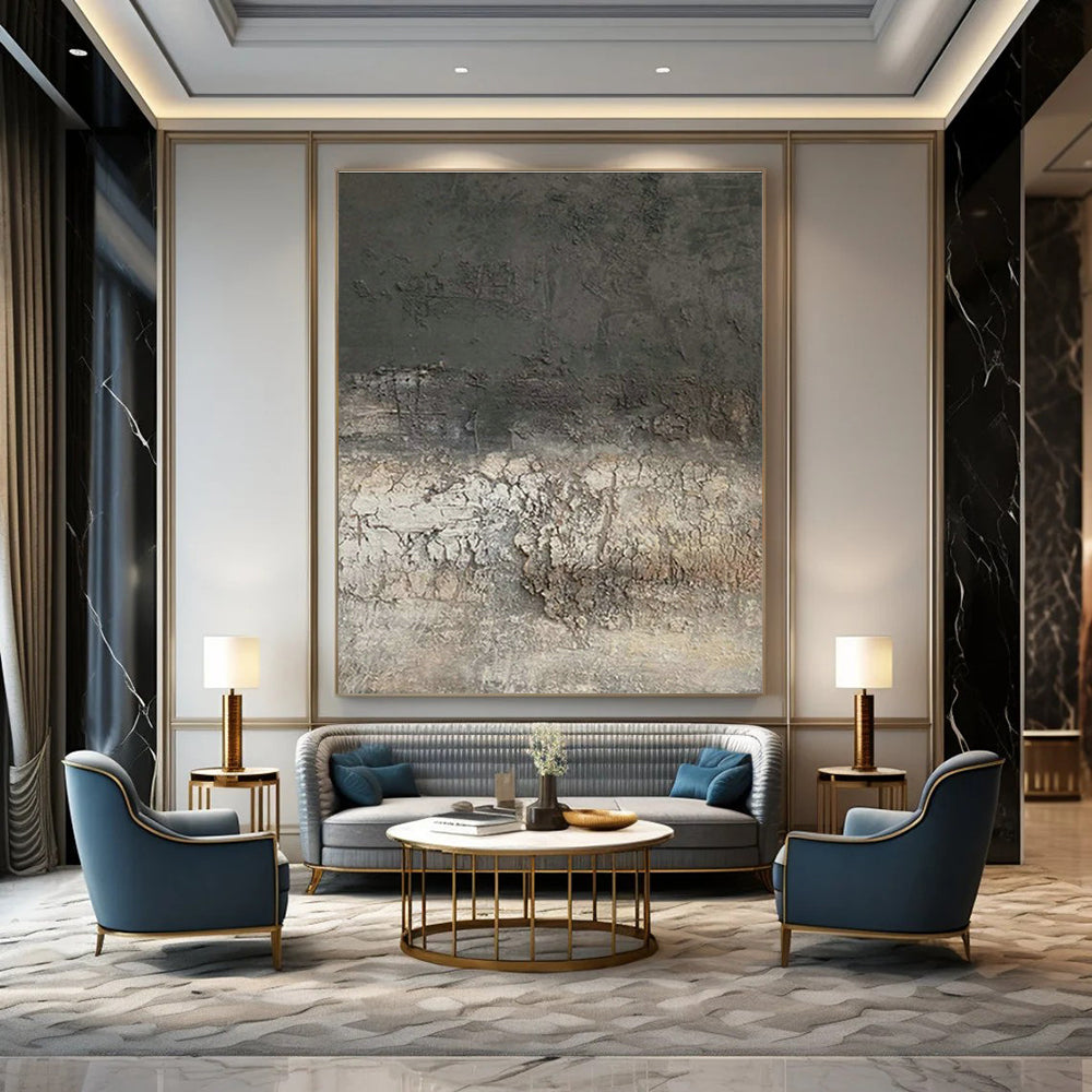 Gray - Brown Textured Art for Industrial Loft & Art Gallery Installation DLZ1844
