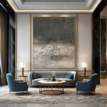 Gray - Brown Textured Art for Industrial Loft & Art Gallery Installation DLZ1844