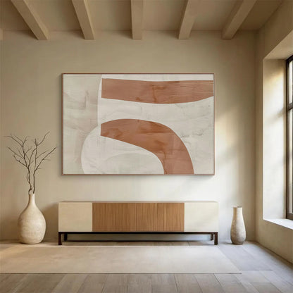 Brown - White Curve Abstract for Contemporary Art Studio DLZ2972