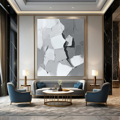 Textured Gray Abstract for Modern Minimalist Lounge & Art Gallery Installation STSC479