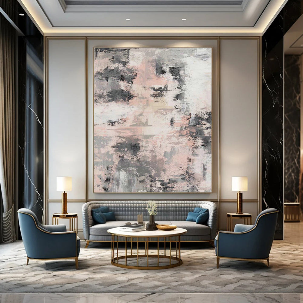 Pink - Gray Abstract Art for Minimalist Home Office Desksides DLZ0068