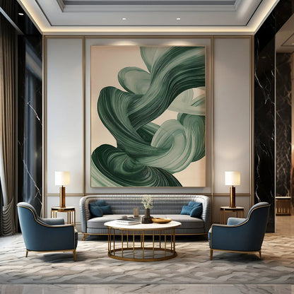 Green Flowing Ribbon Art for Bedroom & Living Room DLZ0415