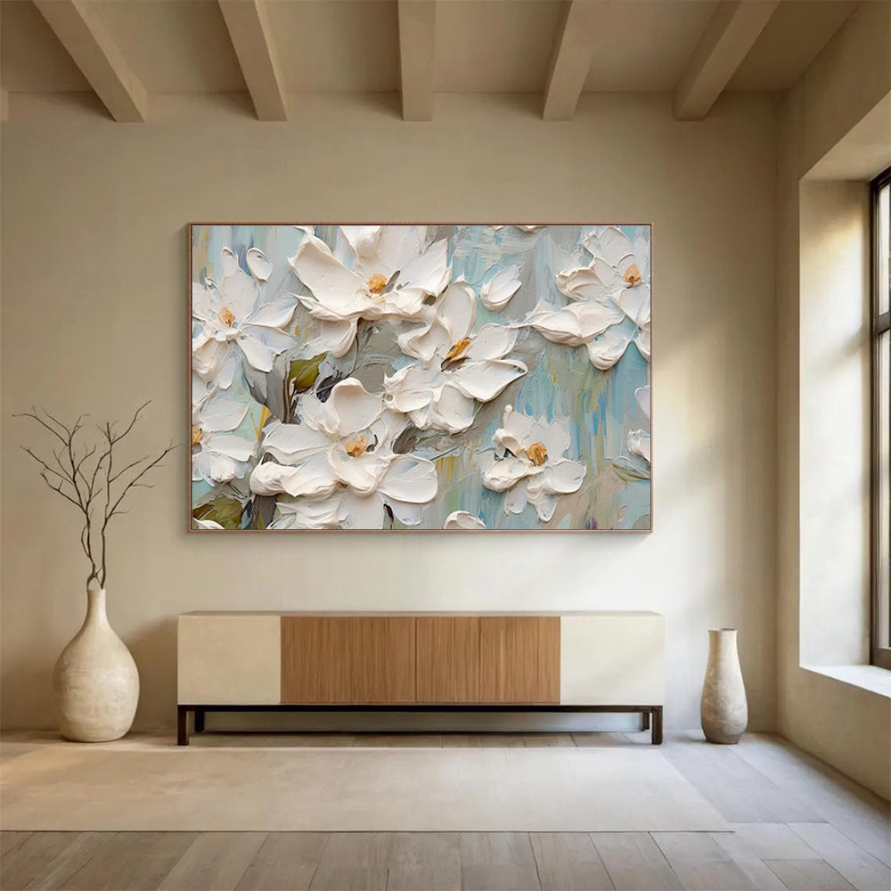 3D White Flower Art for Fresh Minimalist Bathroom DLZ3070