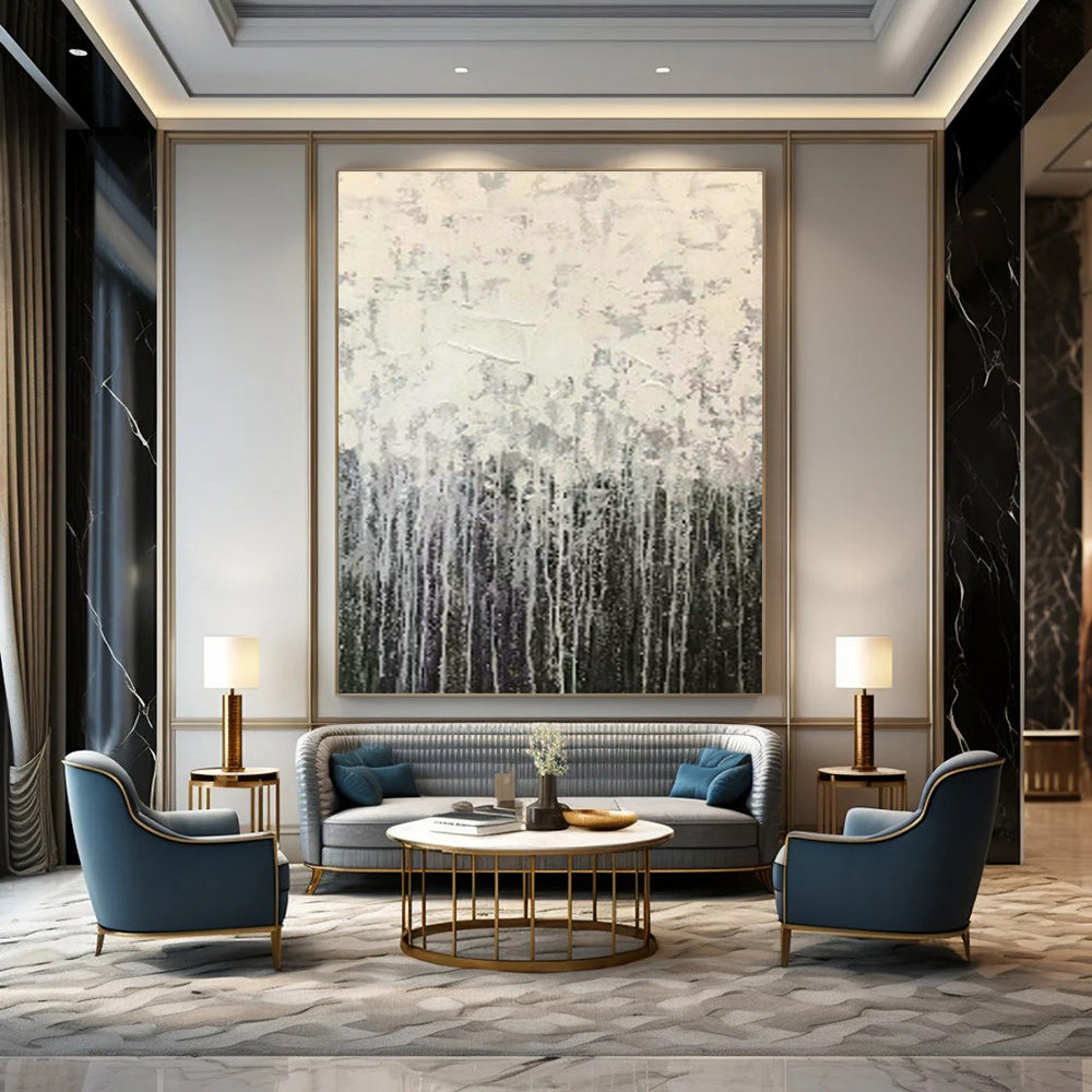Gray Dripping Abstract Art for Modern Office Reception & Industrial - Style Café DLZ0890