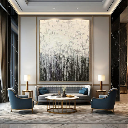 Gray Dripping Abstract Art for Modern Office Reception & Industrial - Style Café DLZ0890