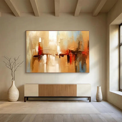 Warm - Toned Urban Abstract Art for Industrial Loft Home Offices DLZ2662