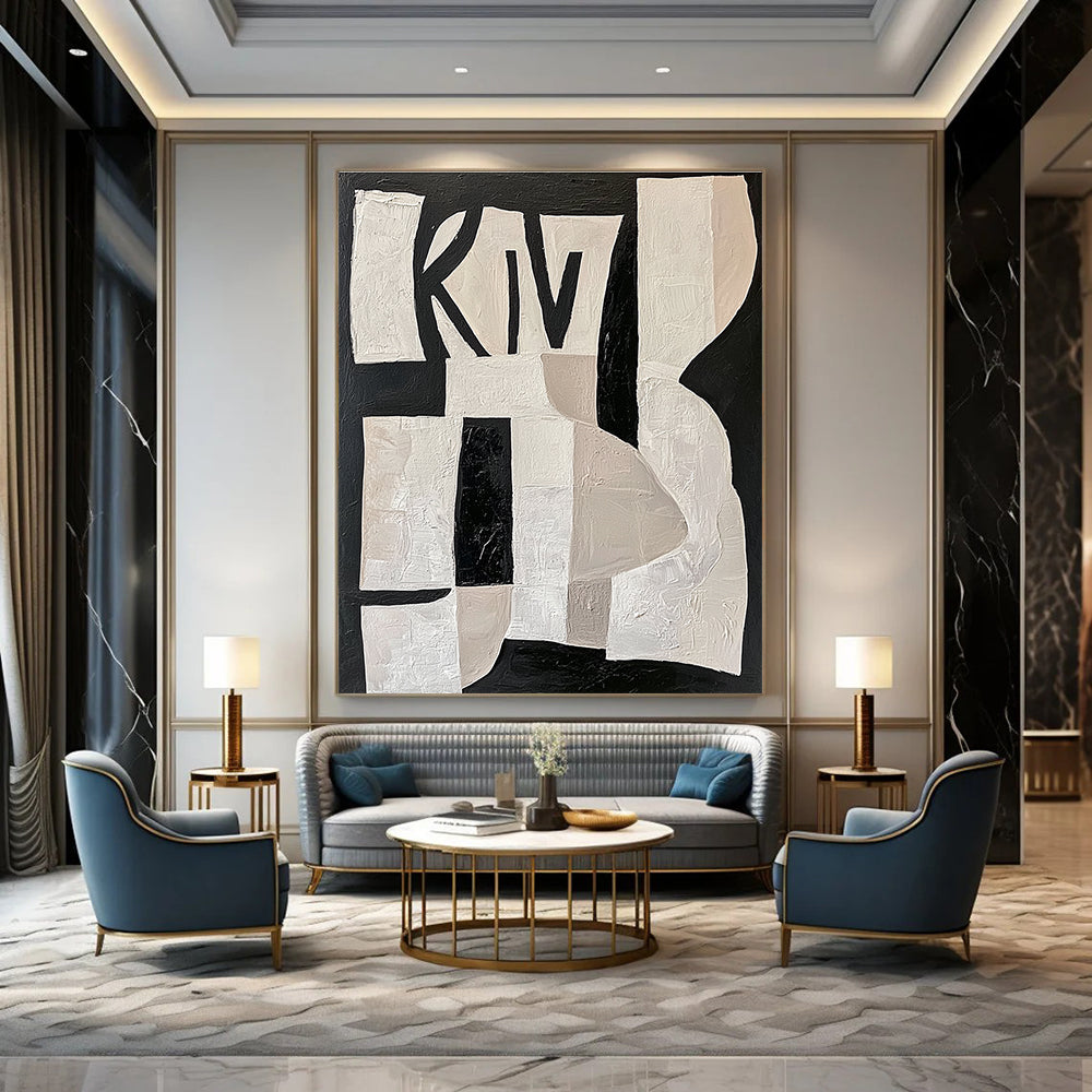 Black and White Collage - like Abstract for Avant - Garde Home & Art - Centric Library STSC313
