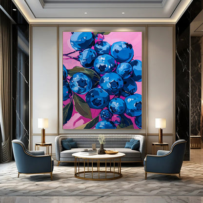 Realistic Blueberry Oil Painting for Fruit Shop & Gourmet Kitchen DLZ0653