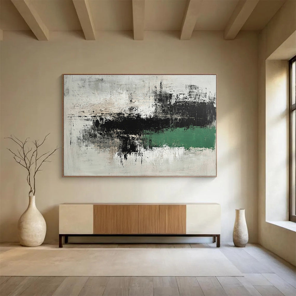 Gray - Black - Green Abstract Art for Industrial - Style Office & Modern Art Gallery SC220