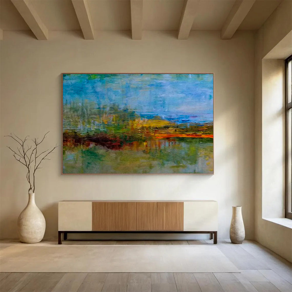 Colorful Lakeside Abstract Art for Cozy Living Room DLZ2774
