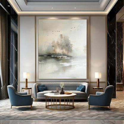 Misty Landscape Abstract Art for Bedroom & Meditation Room DLZ1197