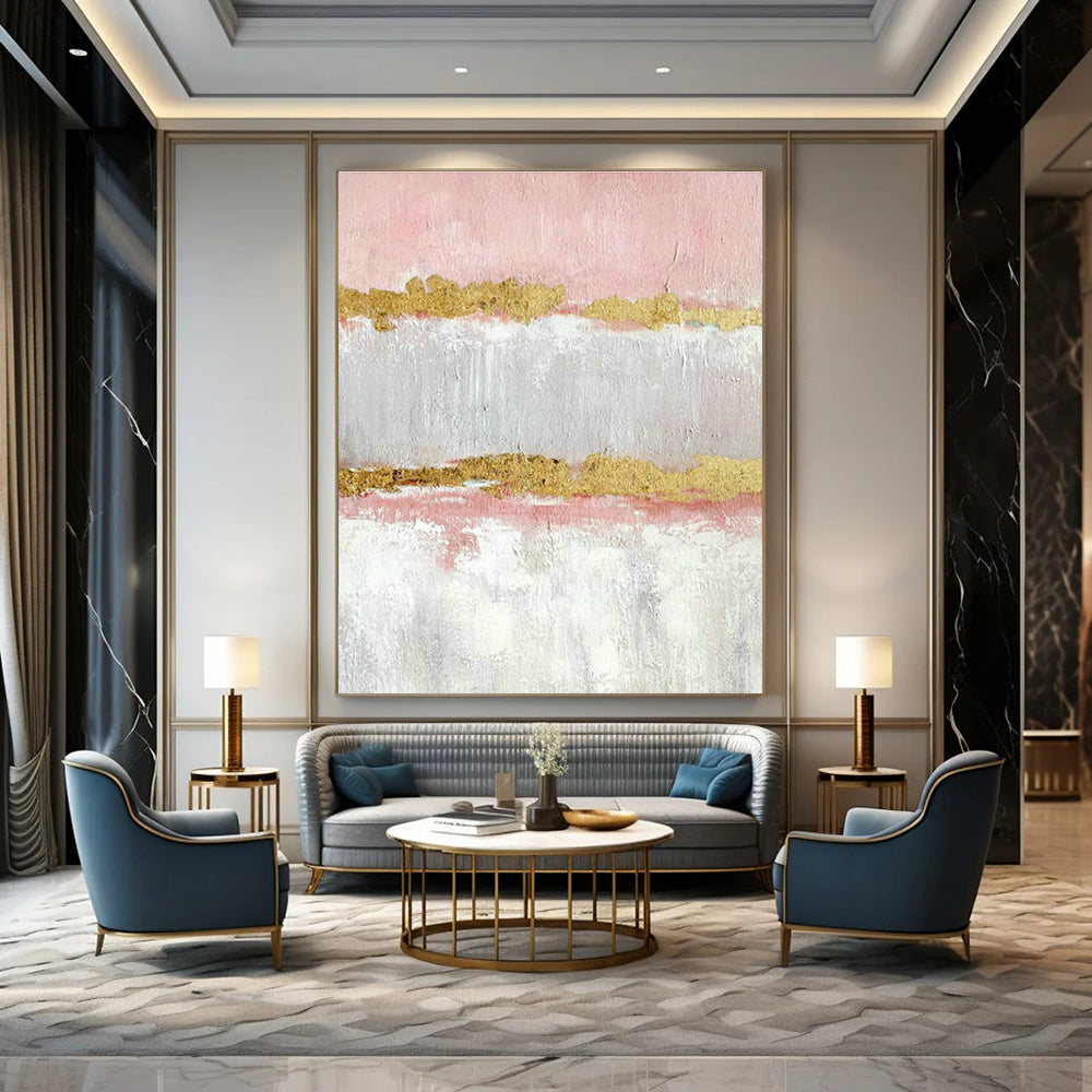 Pink - Gold Abstract Art for Bedroom & Entryway DLZ0318