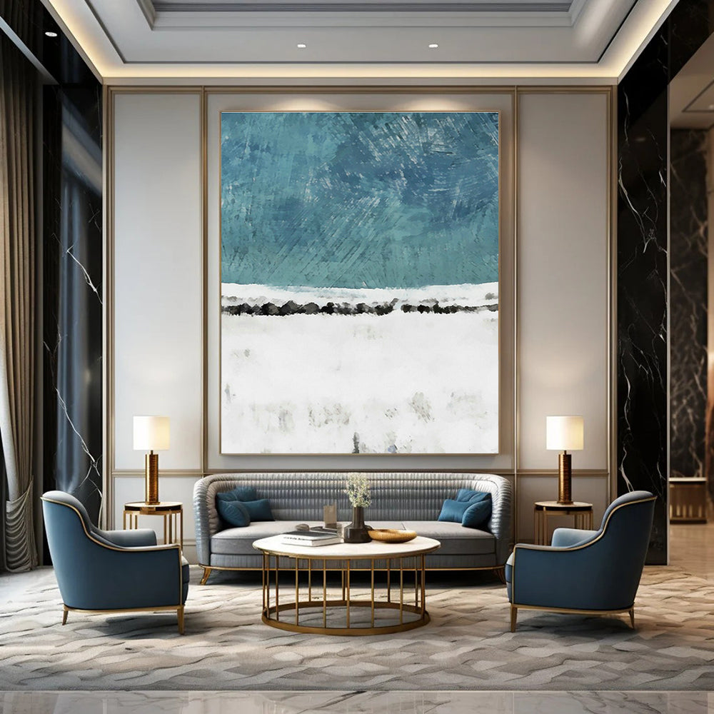 Blue - White Snowscape Art for Nordic - Style Home & Winter Lodge DLZ0680