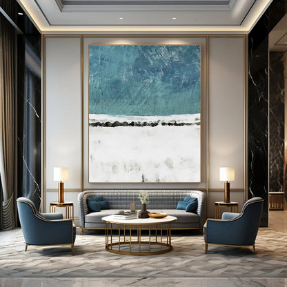 Blue - White Snowscape Art for Nordic - Style Home & Winter Lodge DLZ0680