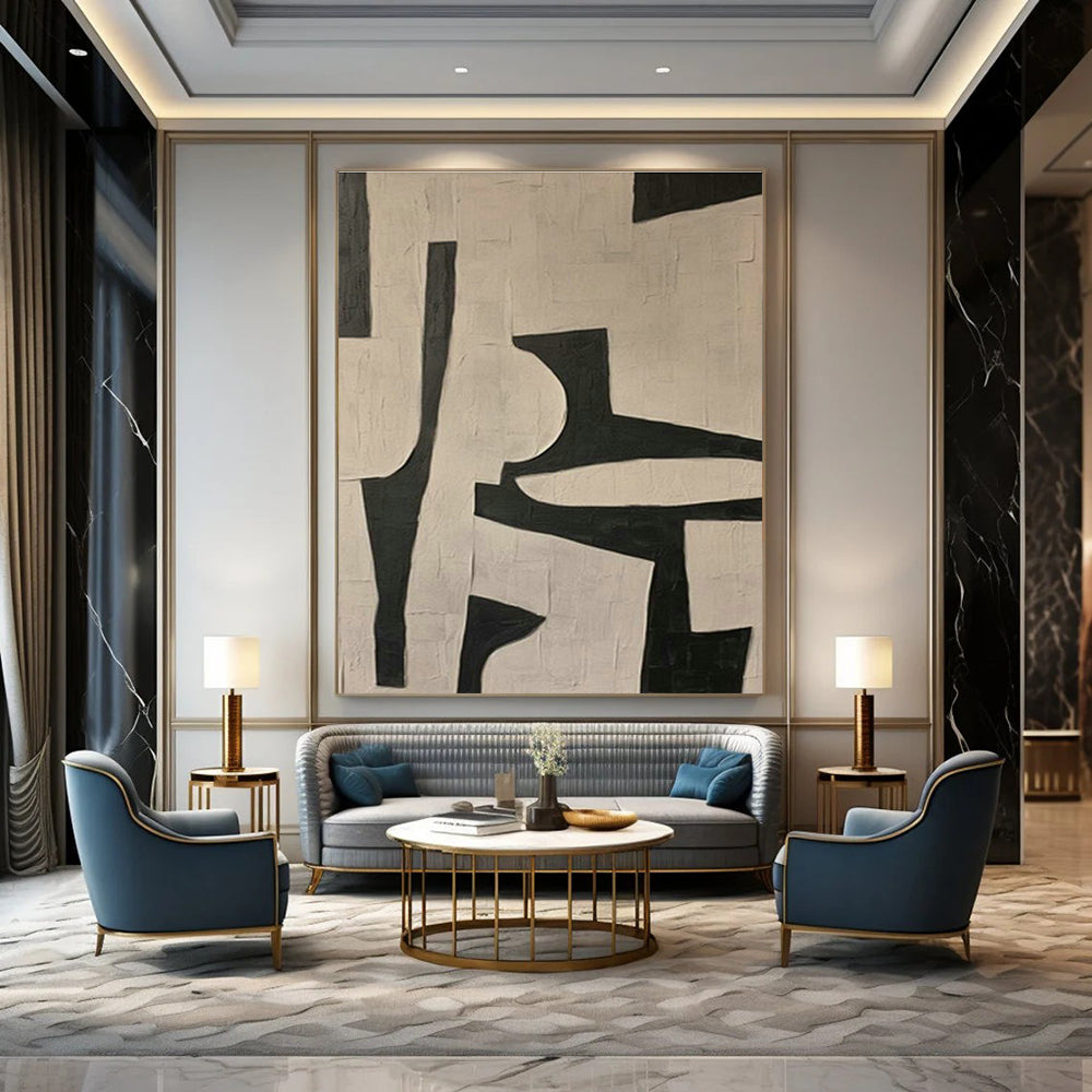 Black - White Geometric Art for Modern Office Reception Areas DLZ0180