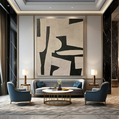 Black - White Geometric Art for Modern Office Reception Areas DLZ0180