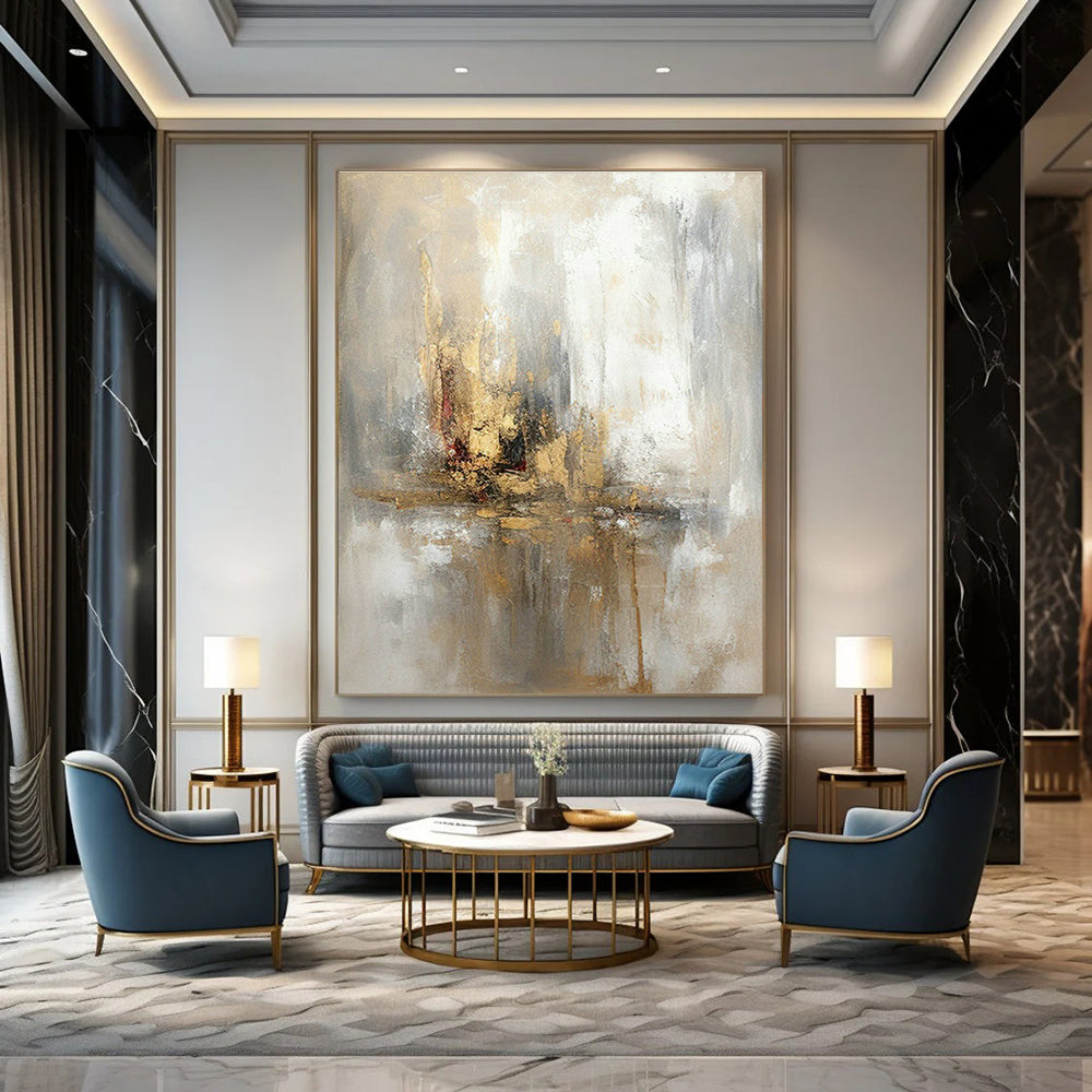 Gold - Gray Abstract for Luxury Hotel Ballroom & Glamorous Home Dining Room DLZ0894