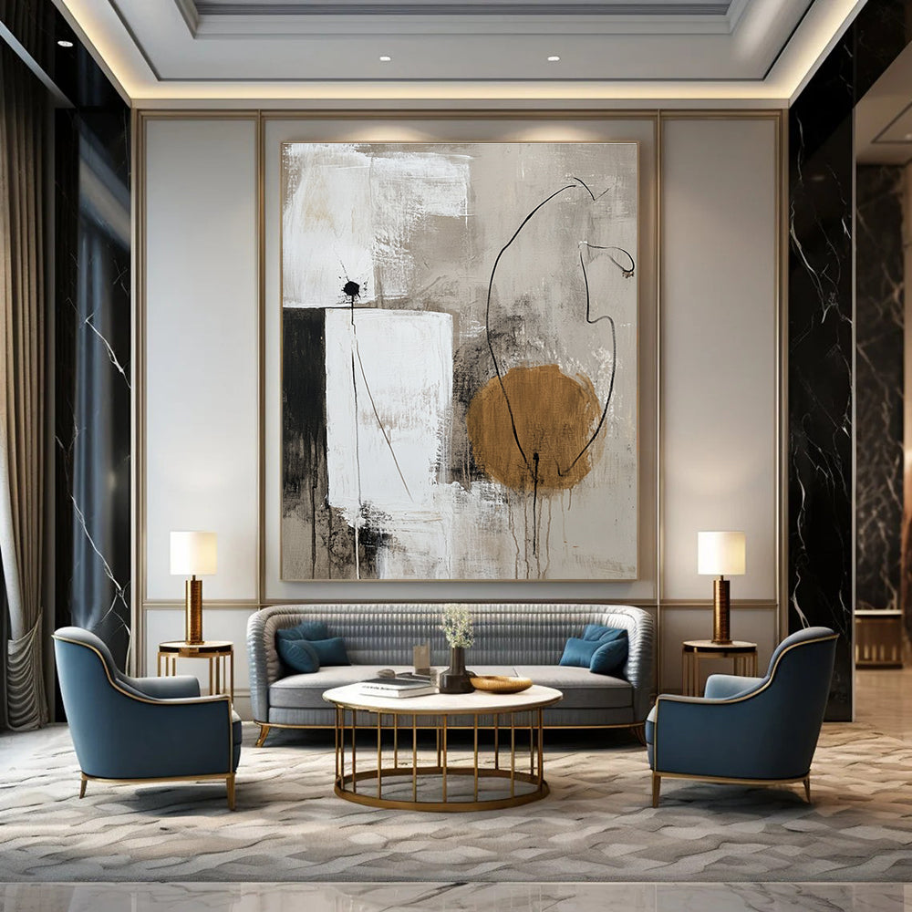 Geometric Neutral Tones Abstract for Minimalist Home Office & Art - Centric Library STSC777