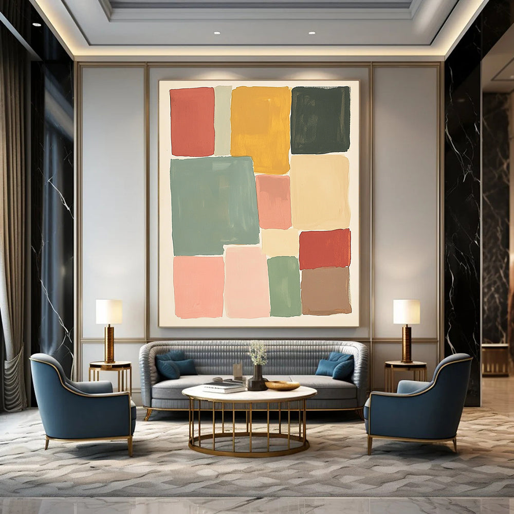Geometric Color Block Art for Mid - Century Modern Home & Art - Lovers’ Office STSC1361