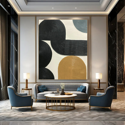 Black - Brown - Gold Relief Art for Industrial Loft & Art Studio DLZ1185