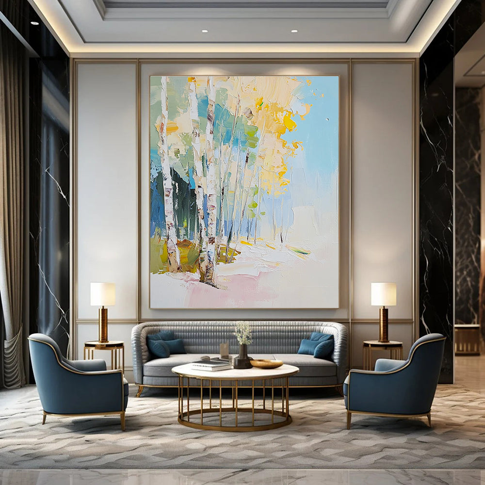 Birch Trees Abstract Landscape for Modern Scandinavian Home & Nature - Inspired Art Gallery STSC180