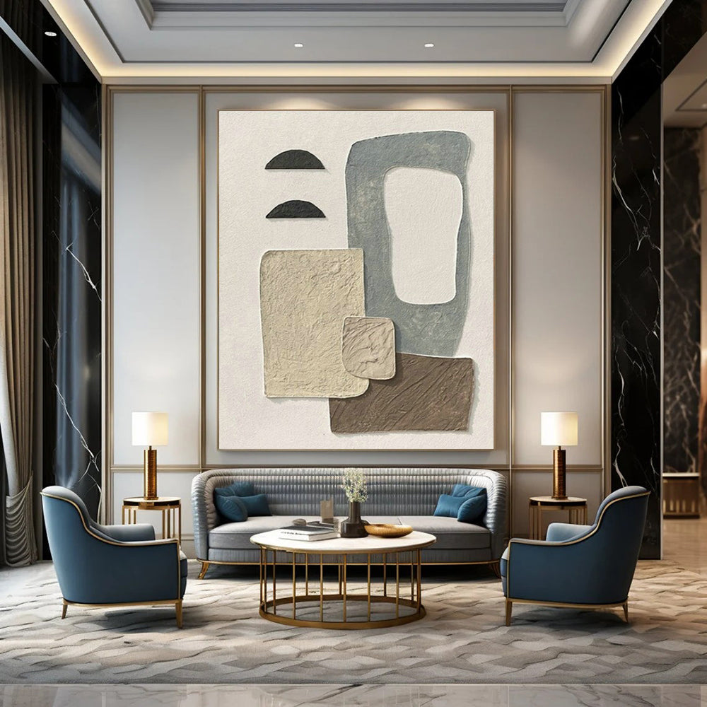 Neutral Collage Art for Minimalist Art Studio & Bohemian - Chic Home Office DLZ1524