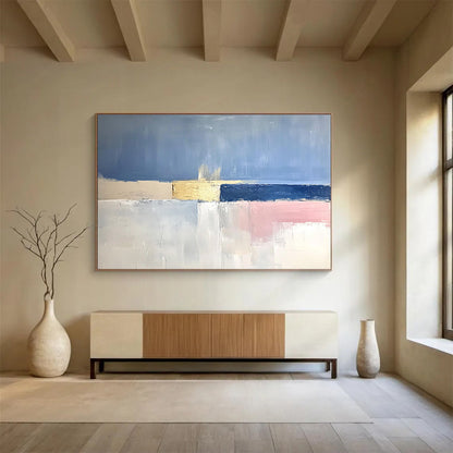 Pink - Blue - Gold Abstract for Boutique Hotel Room & Art - Themed Café SC025