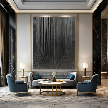 Black Ribbed Texture for Modern Office Lobby & Art Gallery STSC1280