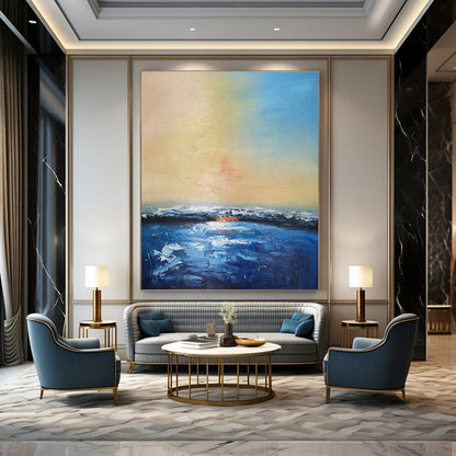 Soft - Toned Seaside Oil Painting for Coastal Bedroom & Relaxation Lounge DLZ1331