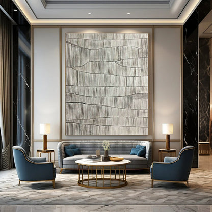 Gray Wave - Line Art for Minimalist Gallery & Corporate Waiting Room DLZ1049