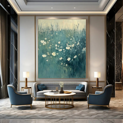 Blue - Green Floral Landscape Art for Living Room & Garden Room DLZ0425