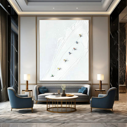 Abstract Ski Scene Art for Mountain Resort Lobby & Sports - Themed Home Den DLZ1613