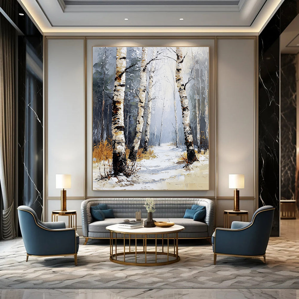 Winter Birch Forest for Cozy Cottage Living Room & Nature - Themed Spa STSC1271
