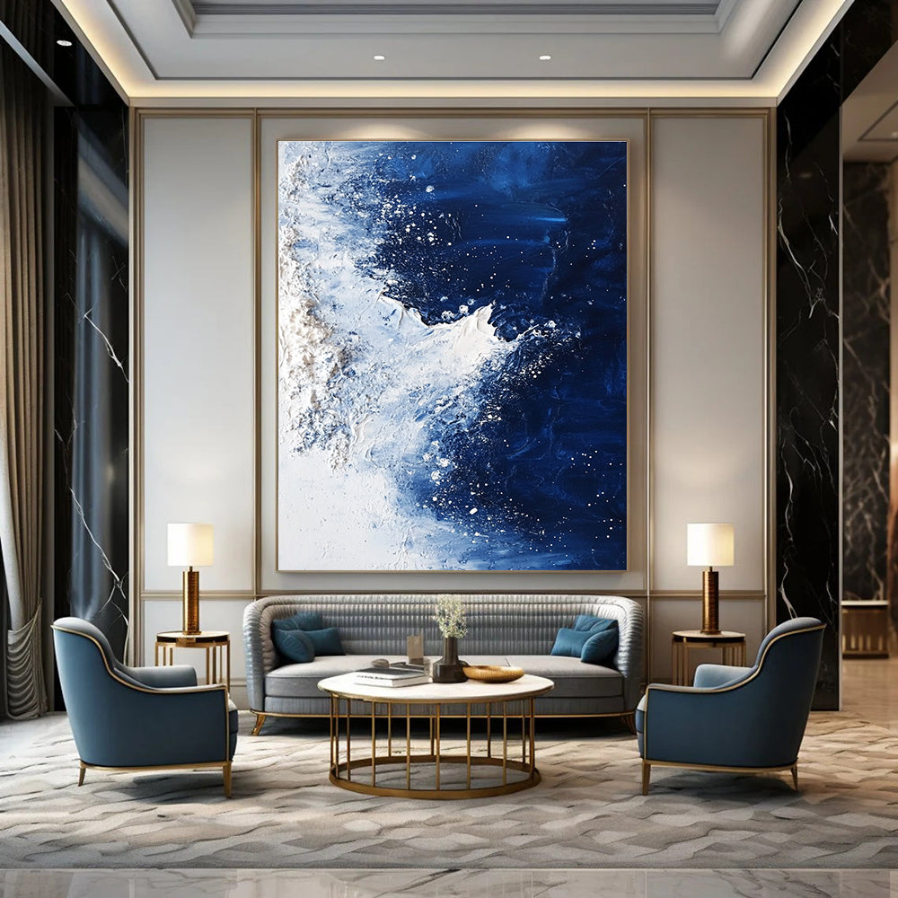 Blue and White Ocean Waves for Coastal Bedroom & Nautical Living Room STSC341