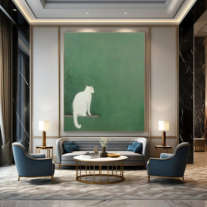 White Cat Back View Art for Bedroom & Living Room DLZ0432