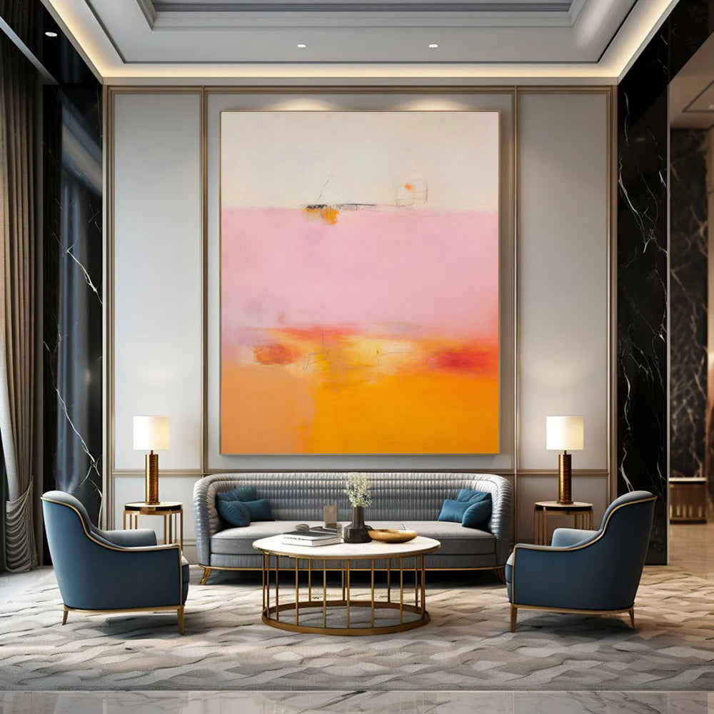 Pink - Orange Abstract Art for Romantic Restaurant & Feminine Boutique DLZ2084