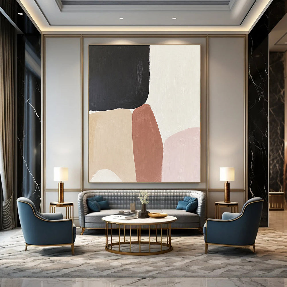 Neutral Color Block Abstract for Minimalist Living Room & Modern Office STSC480