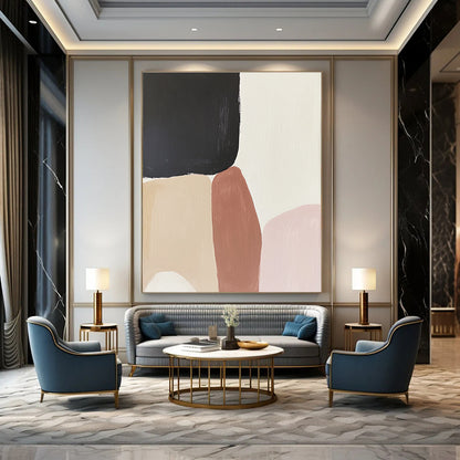 Neutral Color Block Abstract for Minimalist Living Room & Modern Office STSC480
