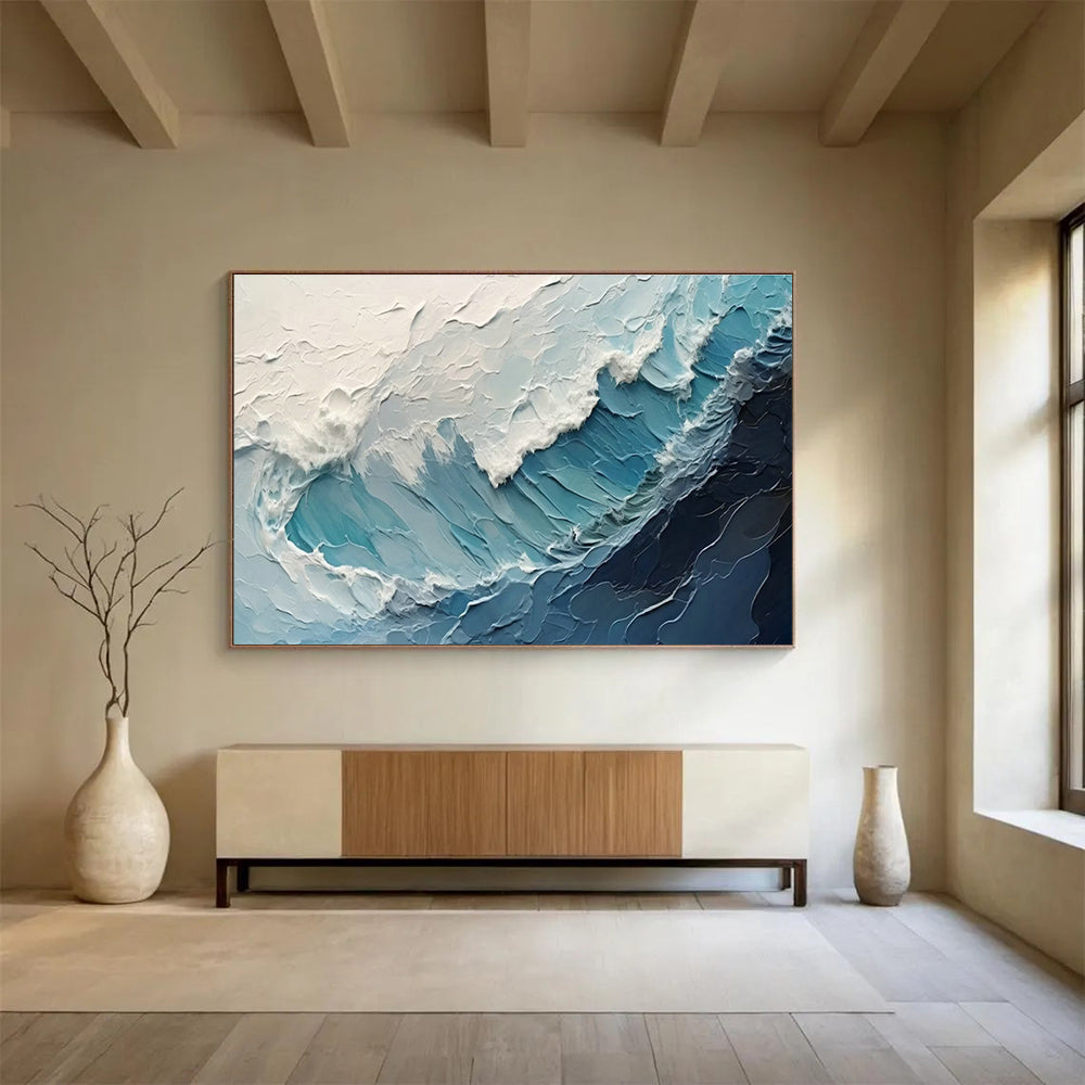 Textured Ocean Wave Art for Coastal Home Living Room Focal Points DLZ3256