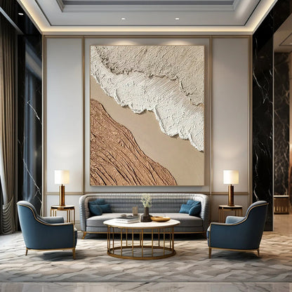 Brown - White Textured Abstract Art for Rustic Home & Art Studio DLZ1137