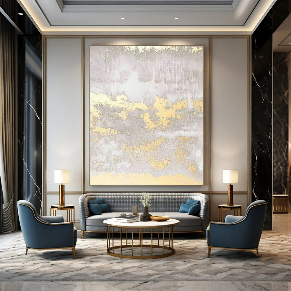 Gold - Gray Abstract for Sophisticated Hotel Lobby & Luxury Rooftop Bar DLZ0958